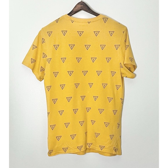 Guess Logo T-Shirt Men's Small Yellow Blue AOP‎ 90s Mallsoft Preppy - Picture 3 of 4